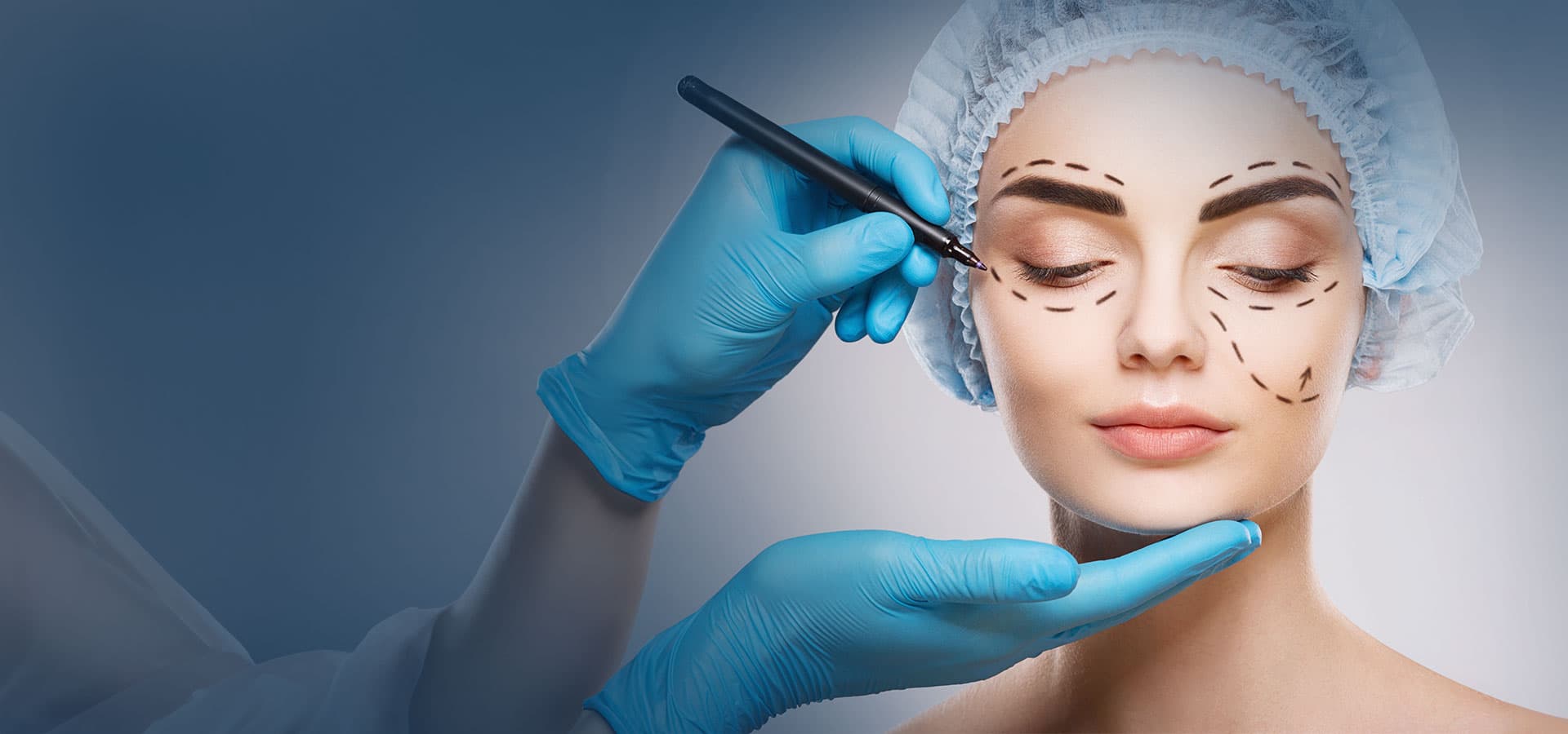 Doctor examining patient with eye equipment